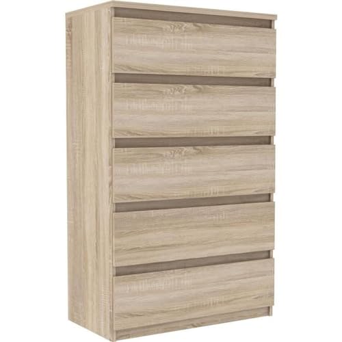 FORTE Chelsea Hohe Kommode 70 80, Kommode mit 5 Schubladen,Modernes Sideboard, Wohnzimmerkommode, Sonoma Eiche Holzdekor, 77,2 cm breit x 128,1 cm hoch x 42,2 cm tief FORTE Chelsea Hohe Kommode 70 80, Kommode mit 5 Schubladen,Modernes Sideboard, Wohnzimmerkommode, Sonoma Eiche Holzdekor, 77,2 cm breit x 128,1 cm hoch x 42,2 cm tief von Forte
