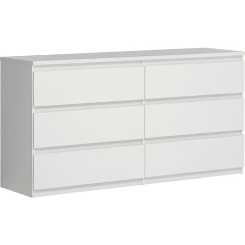 FORTE Chelsea Kommode 150 160, Moderne Kommode mit 6 Schubladen, Weißes Sideboard, Holzwerkstoff, Weiß, 154 cm breit x 79,9 cm hoch x 42,2 cm tief FORTE Chelsea Kommode 150 160, Moderne Kommode mit 6 Schubladen, Weißes Sideboard, Holzwerkstoff, Weiß, 154 cm breit x 79,9 cm hoch x 42,2 cm tief von Forte