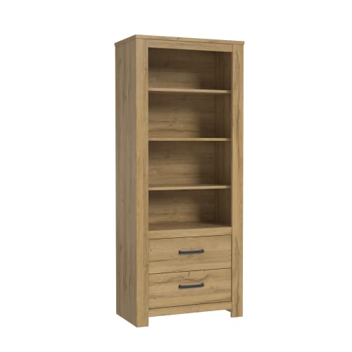 FORTE Havanna Regal mit 2 Schubladen, Holzwerkstoff, Alteiche, B x H x T: 77 x 185,3 x 42,2 cm von Forte Möbel