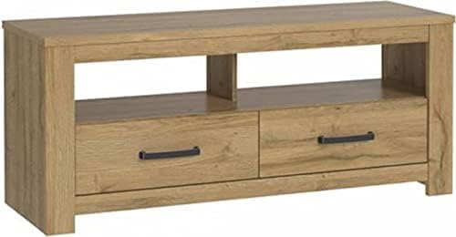 FORTE Havanna TV-Unterschrank mit 2 Schubladen, Holzwerkstoff, Alteiche, B x H x T: 126,7 x 54,1 x 42,2 cm von Forte