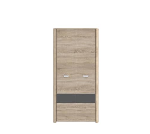 FORTE YOOP Kleiderschrank mit 2 Türen, Holzwerkstoff, Sonoma Eiche/grau matt, BxHxT: 93,5 x 194,4 x 58 cm von Forte Möbel