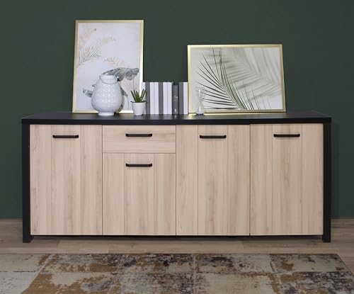 Forte BLACK HILL Sideboard mit 1 Schublade und 4 Türen, Holzwerkstoff, Comano Pflaume/Schwarz, B x H x T: 209,5 x 86,3 x 52,3 cm Forte BLACK HILL Sideboard mit 1 Schublade und 4 Türen, Holzwerkstoff, Comano Pflaume/Schwarz, B x H x T: 209,5 x 86,3 x 52,3 cm von Forte