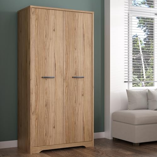 FORTE JOADAKIS Kleiderschrank 95, klassischer Drehtürenschrank mit 2 Türen und Einlegeböden, Holzwerkstoff, Catania Eiche Dekor, 94,5 cm breit, 192,4 cm hoch, 52,7 cm tief FORTE JOADAKIS Kleiderschrank 95, klassischer Drehtürenschrank mit 2 Türen und Einlegeböden, Holzwerkstoff, Catania Eiche Dekor, 94,5 cm breit, 192,4 cm hoch, 52,7 cm tief von Forte