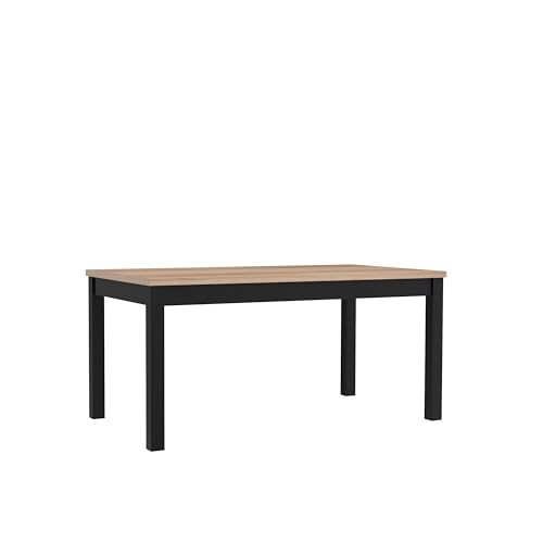 Forte Möbel Black Hill Esstisch ausziehbar, Holzwerkstoff, Comano Pflaume/schwarz, B x H x T: 160,4 x 76,6 x 90 cm von Forte Möbel