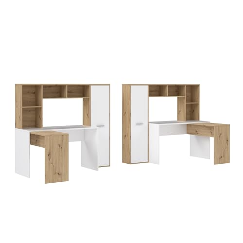 Forte Möbel ERIADU Schreibtisch, Holzwerkstoff, Artisan Eiche/Weiß, One Seize von Forte Möbel