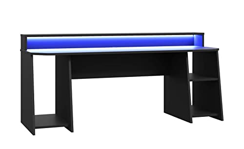 FORTE TEZAUR Gaming Schreibtisch, Holzwerkstoff, Schwarz matt, (B/H/T) 200 / 91,1 / 72 cm von Forte