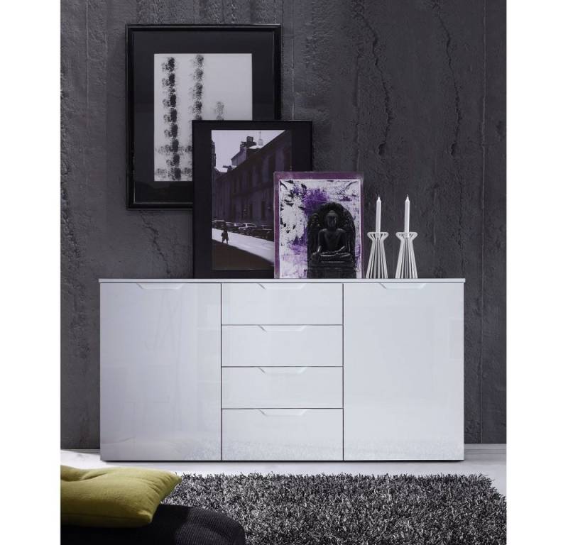 Forte Möbel Kommode SIENNA Weiß Glanz Kommode Sideboard Schubladen Beistellkommode von Forte Möbel