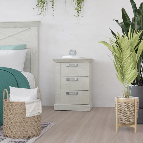 Forte VANKKA Kommode 150 160, Kommode mit 6 Schubladen, Modernes Sideboard, Wohnzimmerkommode, Weiße Kommode, Holzwerkstoff, Planked Eiche Holzdekor/Weiß, 154,7 cm breit x 86,3 cm hoch x 42 cm tief von Forte
