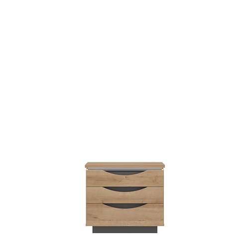 Forte INVERELL Nachttisch 60 70, Nachttisch mit 3 Schubladen, moderner Nachtschrank, Bettkommode, Holzwerkstoff, Riviera Eiche Holzdekor/Uni Wolfram Grau, 61,4 cm breit x 53,8 cm hoch x 41,8 cm tief Forte INVERELL Nachttisch 60 70, Nachttisch mit 3 Schubladen, moderner Nachtschrank, Bettkommode, Holzwerkstoff, Riviera Eiche Holzdekor/Uni Wolfram Grau, 61,4 cm breit x 53,8 cm hoch x 41,8 cm tief von Forte