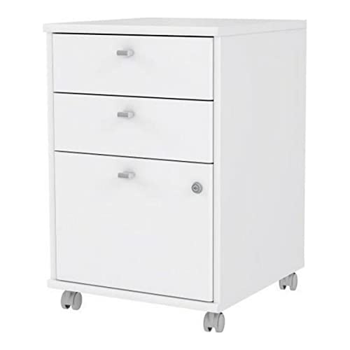 Forte NET106 Rollcontainer 40 50, Weißer Rollcontainer mit 2 Schubladen, 1 Tür, abschließbar, Rollcontainer Schreibtisch, Home Office, Holzwerkstoff, Weiß, 42,5 cm breit x 63,5 cm hoch x 45 cm tief Forte NET106 Rollcontainer 40 50, Weißer Rollcontainer mit 2 Schubladen, 1 Tür, abschließbar, Rollcontainer Schreibtisch, Home Office, Holzwerkstoff, Weiß, 42,5 cm breit x 63,5 cm hoch x 45 cm tief von Forte