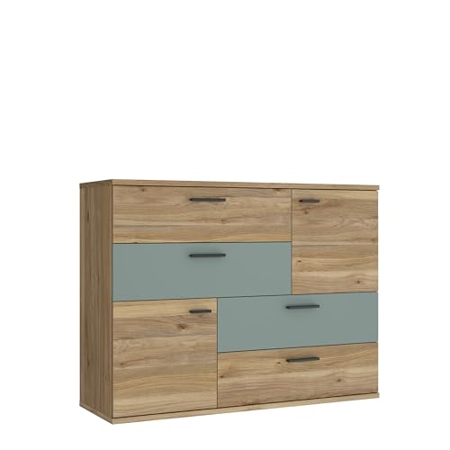 Forte Möbel Skive Kommode, Holzwerkstoff, Mauvella Eiche Dekor mit Salbei, 124,9 x 95,9 x 41,3cm von Forte