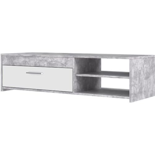 Forte Möbel TV-Unterschrank, Holzwerkstoff, Betonoptik hellgrau/weiß, B x H x T: 120 x 31,8 x 42,1 cm von Forte Möbel