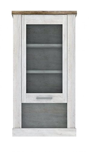 Hängevitrine Duro 1 Glastür Hängeschrank, Pinie weiß antik von Forte von Forte Möbel