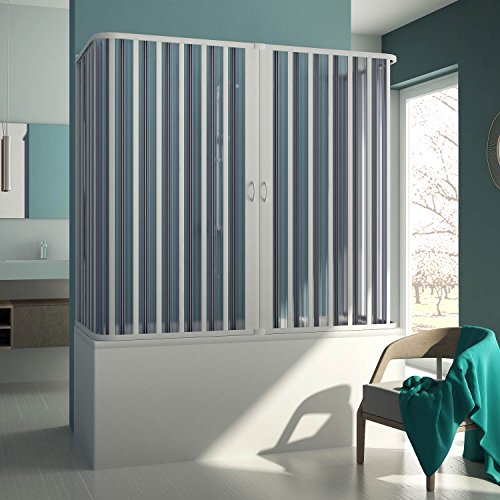 Forte 3-seitige Badewannenaufsatz Duschkabine in PVC 70x150x70 cm H150 mod. Muse von Forte