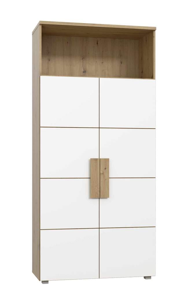 Bücherregal ARKINA mit 2 Türen Regal in Artisan Eiche und Weiß von Forte
