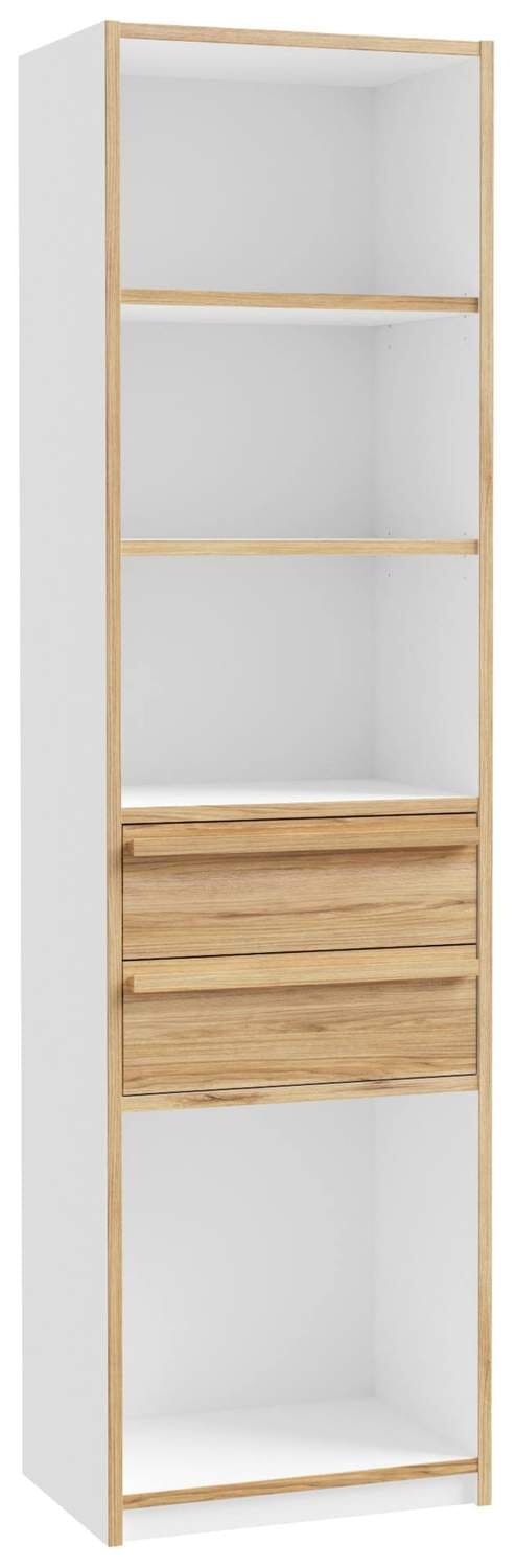 Bücherregal Regal S-ROOM 59 mit 2 Schubladen in Weiß und Catania Eiche von Forte