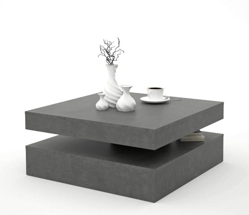 Couchtisch TURN Platte drehbar 78 x 78 cm Betonoptik dunkelgrau, Forte von Forte