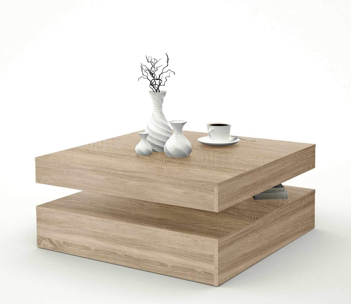 Couchtisch TURN Platte rundum drehbar Optik: Sonoma Eiche, von Forte von Forte