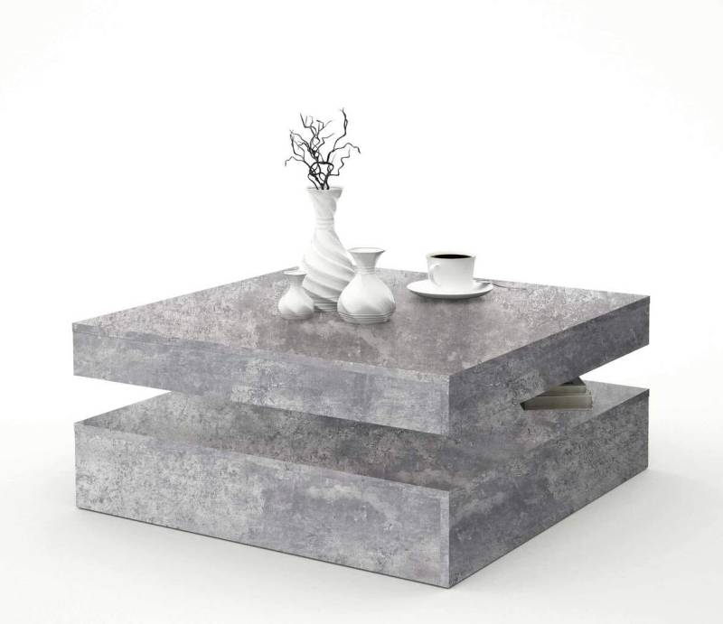 Couchtisch TURN mit drehbarer Platte Optik: Beton lichtgrau, von Forte von Forte