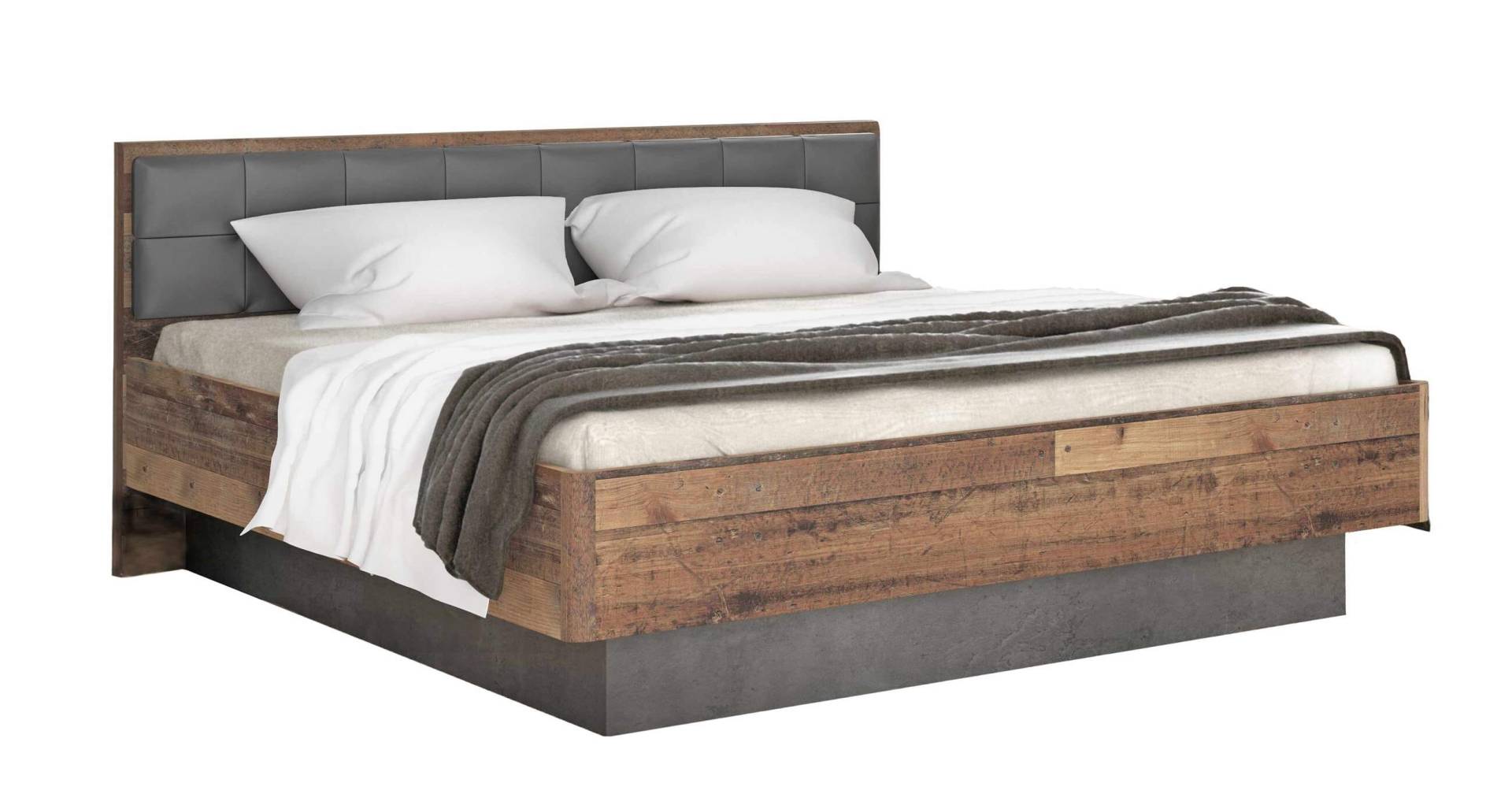 Doppelbett CLIF 180 x 200 cm Optik: Old Wood Vintage von Forte Doppelbett CLIF 180 x 200 cm Optik: Old Wood Vintage von Forte von Forte