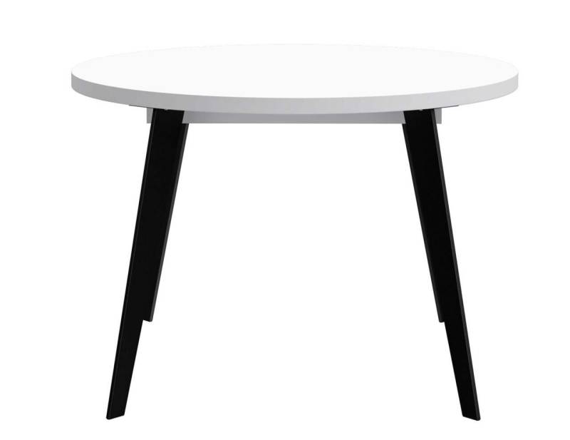 Esstisch Ausziehtisch TABLE ROUND 110 - 155 cm Weiß Metallfüße schwarz von Forte