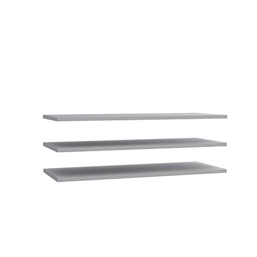 FORTE 3-er Set Einlegeböden breit, Holwerkstoff, Grau, 107,8 x 42 x 2,2 cm von Forte