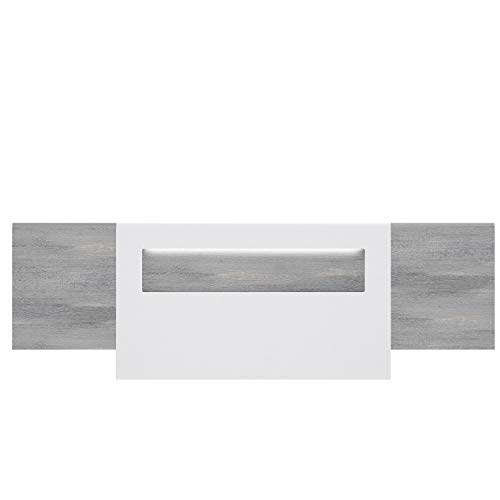 FORTE Attention Kopfteil, Holzwerkstoff, Eiche grau mit Weiß Hochglanz, 3,7 x 278,6 x 94 cm von Forte