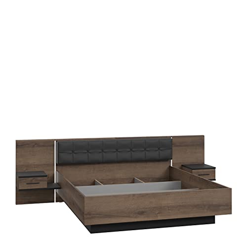 FORTE Bellevue Bettanlage mit inkludierten 2 Nachtkommoden, Liegefläche 180 x 200 cm, Holzwerkstoff, Schwarz Eiche/Schlammeiche, 208,7 x 304,6 x 96,5 cm FORTE Bellevue Bettanlage mit inkludierten 2 Nachtkommoden, Liegefläche 180 x 200 cm, Holzwerkstoff, Schwarz Eiche/Schlammeiche, 208,7 x 304,6 x 96,5 cm von Forte