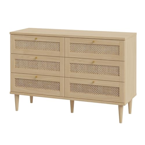 FORTE CALASETTA Kommode 120, Kommode im Boho-Stil mit Wiener Geflecht, Sideboard mit 6 Schubladen, Holzdekor: Elegancia Eiche/Technorattan, 120 cm breit x 80 cm hoch x 41 cm tief FORTE CALASETTA Kommode 120, Kommode im Boho-Stil mit Wiener Geflecht, Sideboard mit 6 Schubladen, Holzdekor: Elegancia Eiche/Technorattan, 120 cm breit x 80 cm hoch x 41 cm tief von Forte