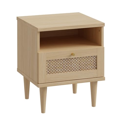FORTE CALASETTA Nachttisch 40 50, Boho-Stil mit Wiener Geflecht, Nachtschrank, Bettkommode, Holzwerkstoff, Elegancia Eiche Holzdekor/Technorattan, 45 cm breit x 54,5 cm hoch x 41 cm tief FORTE CALASETTA Nachttisch 40 50, Boho-Stil mit Wiener Geflecht, Nachtschrank, Bettkommode, Holzwerkstoff, Elegancia Eiche Holzdekor/Technorattan, 45 cm breit x 54,5 cm hoch x 41 cm tief von Forte
