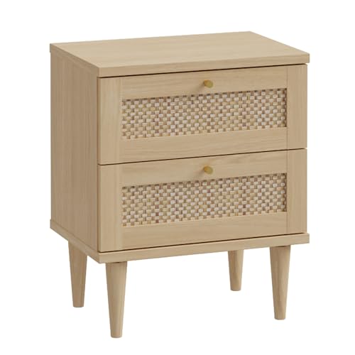 FORTE CALASETTA Nachttisch 50, Boho Nachtschrank, 2 Schubladen, Nachtkommode, Nachttisch, Holzwerkstoff, Elegancia Eiche Holzdekor/Technorattan, 50,0 cm breit x 61,0 cm hoch x 35,0 cm tief FORTE CALASETTA Nachttisch 50, Boho Nachtschrank, 2 Schubladen, Nachtkommode, Nachttisch, Holzwerkstoff, Elegancia Eiche Holzdekor/Technorattan, 50,0 cm breit x 61,0 cm hoch x 35,0 cm tief von Forte