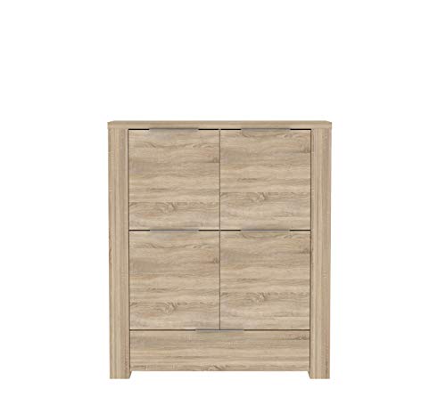 FORTE Calpe Schrank mit 4 Türen und 1 Schublade, Holzwerkstoff, Sonoma Eiche, 102,2 x 157 x 133,7 cm von Forte