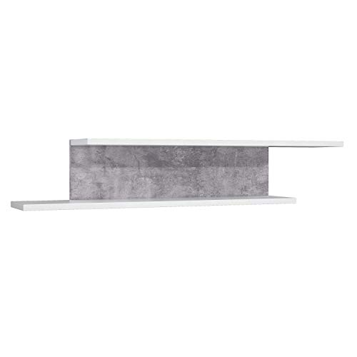 FORTE Canmore Wandpanel, Holzwerkstoff, Betonoptik Lichtgrau / Weiß Hochglanz, 111,2 x 21,2 x 21 cm von Forte