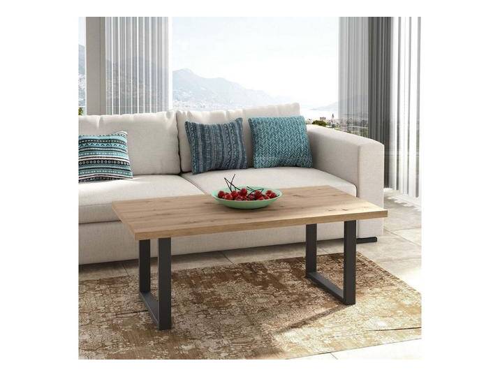 FORTE Couchtisch in Artisan Eiche Dekor, U-Gestell Metall schwarz - 110x45x60cm (BxHxT) von Forte