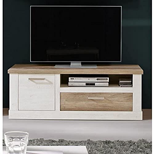 FORTE DURO TV-Unterschrank mit 1 Tür und 1 Schublade, Holzwerkstoff, Pnie Weiß /Antikeiche, 139,6 x 52 x 52 cm von Forte