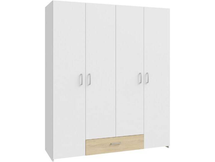 FORTE Drehtürenschrank Econobox Drehtürenschrank, zeitloses Design mit alufarbigen Griffen., weiß, Korpus: weiss/eiche von Forte