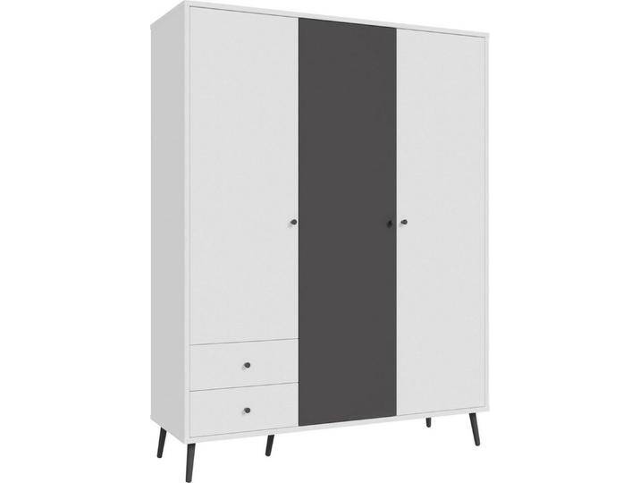 FORTE Drehtürenschrank Harllson EasyKlix by Forte, Montage von Korpus und Türen ohne Werkzeug oder Schrauben, grau weiß, Weiß/Uni Wolfram Grau FORTE Drehtürenschrank Harllson EasyKlix by Forte, Montage von Korpus und Türen ohne Werkzeug oder Schrauben, grau weiß, Weiß/Uni Wolfram Grau von Forte
