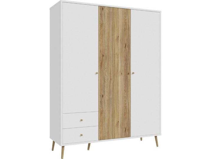 FORTE Drehtürenschrank Harllson EasyKlix by Forte, Montage von Korpus und Türen ohne Werkzeug oder Schrauben, weiß, Weiß/Mauvella Eiche FORTE Drehtürenschrank Harllson EasyKlix by Forte, Montage von Korpus und Türen ohne Werkzeug oder Schrauben, weiß, Weiß/Mauvella Eiche von Forte