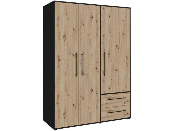 FORTE Drehtürenschrank Mokkaris, OTTOs Choice, TOPSELLER! 3 oder 4 Türen, zeitloses Design (BHT ca. 145x200x59cm oder BHT ca. 206x200x59cm) Schubladen + schwarze Stangengriffe, Made in Europe, viel Stauraum von Forte