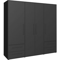 FORTE Drehtürenschrank "Mokkaris, TOPSELLER 3 oder 4 Türen, zeitloses Design", (BHT ca. 145x200x59cm oder BHT ca. 206x200x59cm), Schubladen + schwarze Stangengriffe, Made in Europe, viel Stauraum von Forte