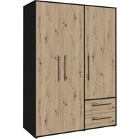 FORTE Drehtürenschrank "Mokkaris, TOPSELLER 3 oder 4 Türen, zeitloses Design", (BHT ca. 145x200x59cm oder BHT ca. 206x200x59cm), Schubladen + schwarze Stangengriffe, Made in Europe, viel Stauraum von Forte