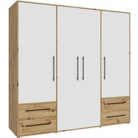 FORTE Drehtürenschrank "Mokkaris. verschiedene Größen und Farben", (BHT ca. 145x200x59cm oder BHT ca. 206x200x59cm), mit Schubladen und schwarzen Stangengriffen, Made in Europe von Forte
