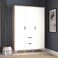 FORTE Drehtürenschrank "Vankka,Kleiderschrank, Topseller Viel Stauraum,ca.140x200cm", Made in Europe,mit Einlegeböden+Kleiderstange+Schubladen,grifflos von Forte