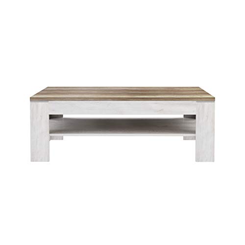 FORTE DURO Couchtisch mit Ablage, Holzwerkstoff, Pinie Weiß/ Antik Eiche, 120 x 75 x 43 cm von Forte