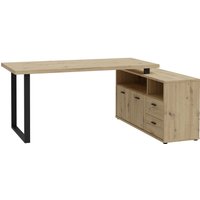 FORTE Eckschreibtisch "Goldsboro", mit 2 Schubladen & Türen, Metallkufe & -griffe in schwarz, 124x181 cm FORTE Eckschreibtisch "Goldsboro", mit 2 Schubladen & Türen, Metallkufe & -griffe in schwarz, 124x181 cm von Forte