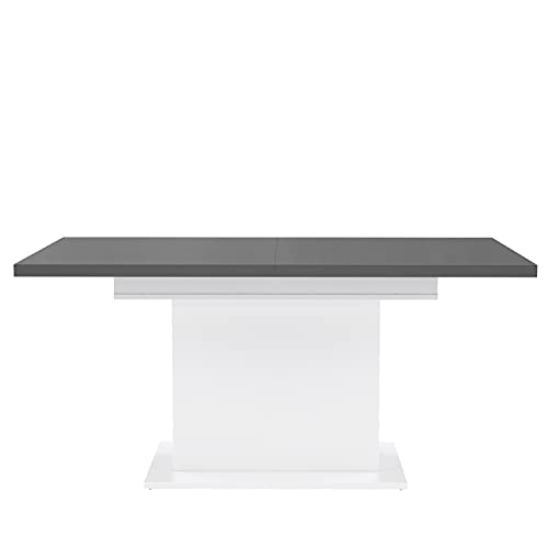 FORTE Elara Tisch ausziehbar, Holzwerkstoff, Weiß Matt / Bianco Eiche, 76,6 x 160 x 90 cm von Forte