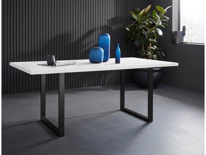 FORTE Esstisch, Breite 160 cm, Kufengestell im Industrial Look, weiß, Weiss matt FORTE Esstisch, Breite 160 cm, Kufengestell im Industrial Look, weiß, Weiss matt von Forte