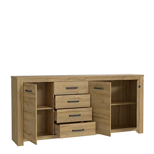 Forte HAVANNA Kommode 200 210, Kommode mit 3 Türen und 4 Schubladen, klassisches Sideboard, Wohnzimmerkommode, Holzwerkstoff, Alteiche Holzdekor, 206 cm breit x 95,7 cm hoch x 42,2 cm tief Forte HAVANNA Kommode 200 210, Kommode mit 3 Türen und 4 Schubladen, klassisches Sideboard, Wohnzimmerkommode, Holzwerkstoff, Alteiche Holzdekor, 206 cm breit x 95,7 cm hoch x 42,2 cm tief von Forte