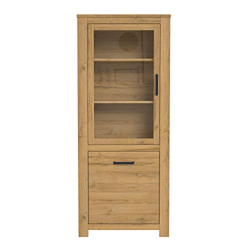 FORTE Havanna Vitrine mit 1 Tür und 1 Glastür, Holzwerkstoff, Alteiche, 77 x 185,3 x 42,2 cm von Forte