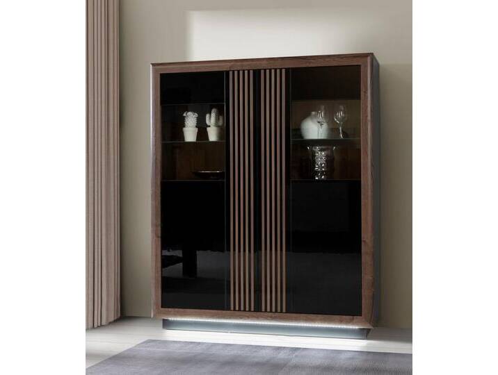 FORTE Highboard Savona, Höhe 161 cm, inkl. Sockelbeleuchtung, schwarz von Forte